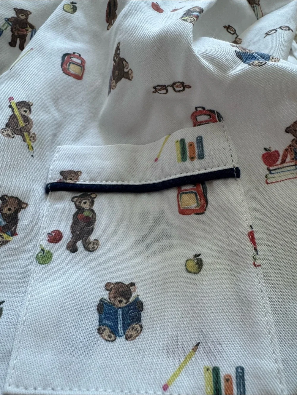 Petite Plume Kid's Twill Pajama Short Set in Teddy Goes To School size 8